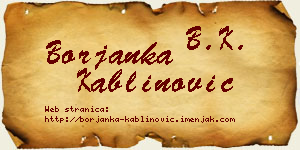 Borjanka Kablinović vizit kartica